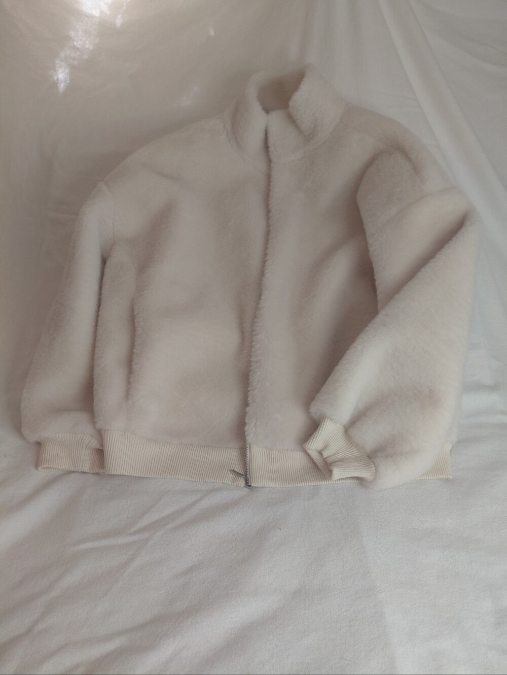 Abercrombie & Fitch Cream Teddy Sherpa Jacket
